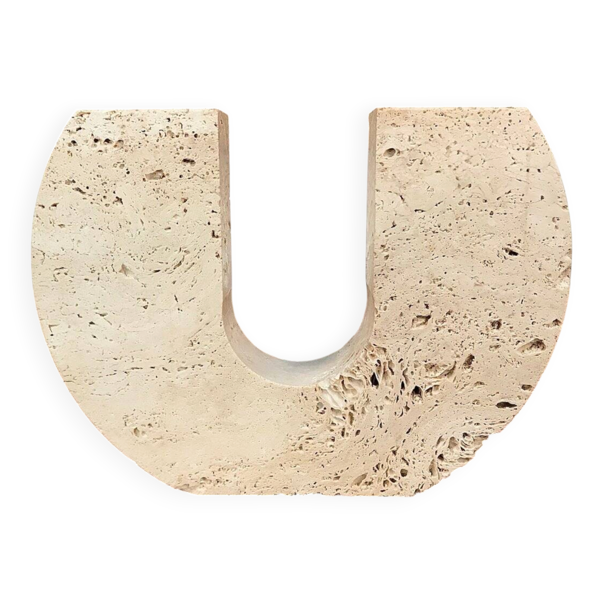 Italian brutalist candleholder by Fratelli Mannelli for Travertino di Rapolano, 1970s