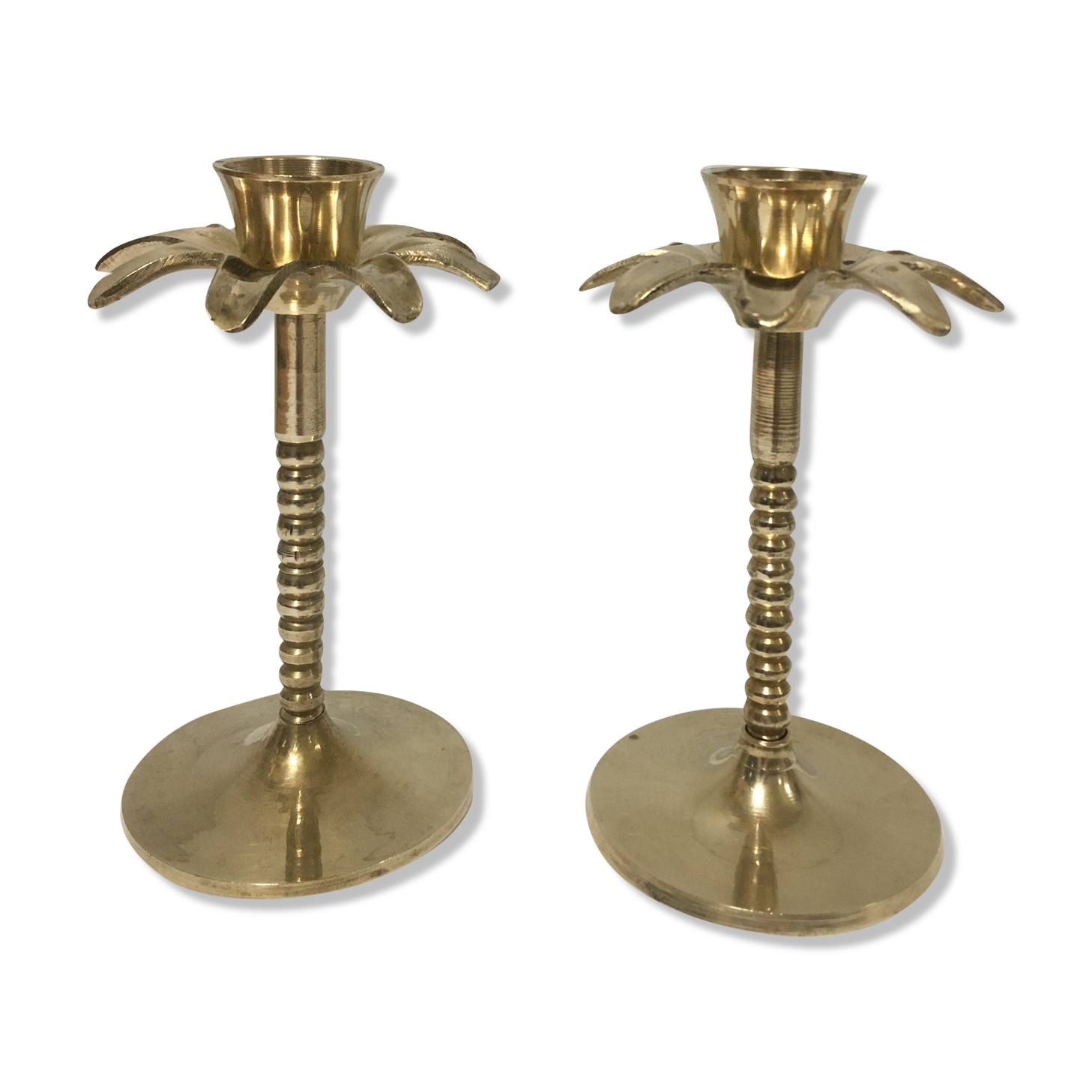 Pair of brass candle holders