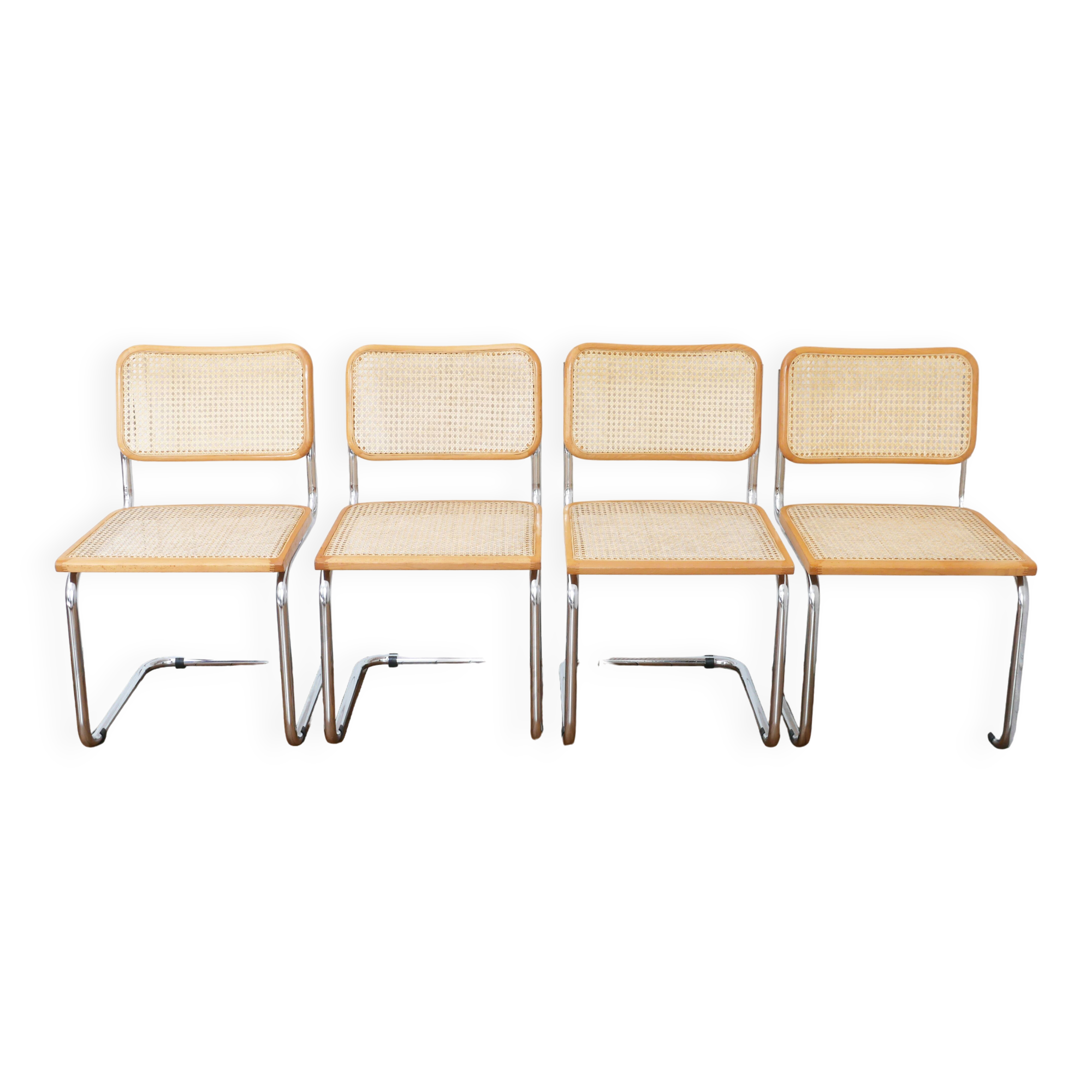 4 Cesca B32 Breuer Chairs Made in Italy - Seat caning redone