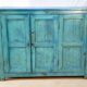 Buffet burmese teak cupboard with original turquoise patina