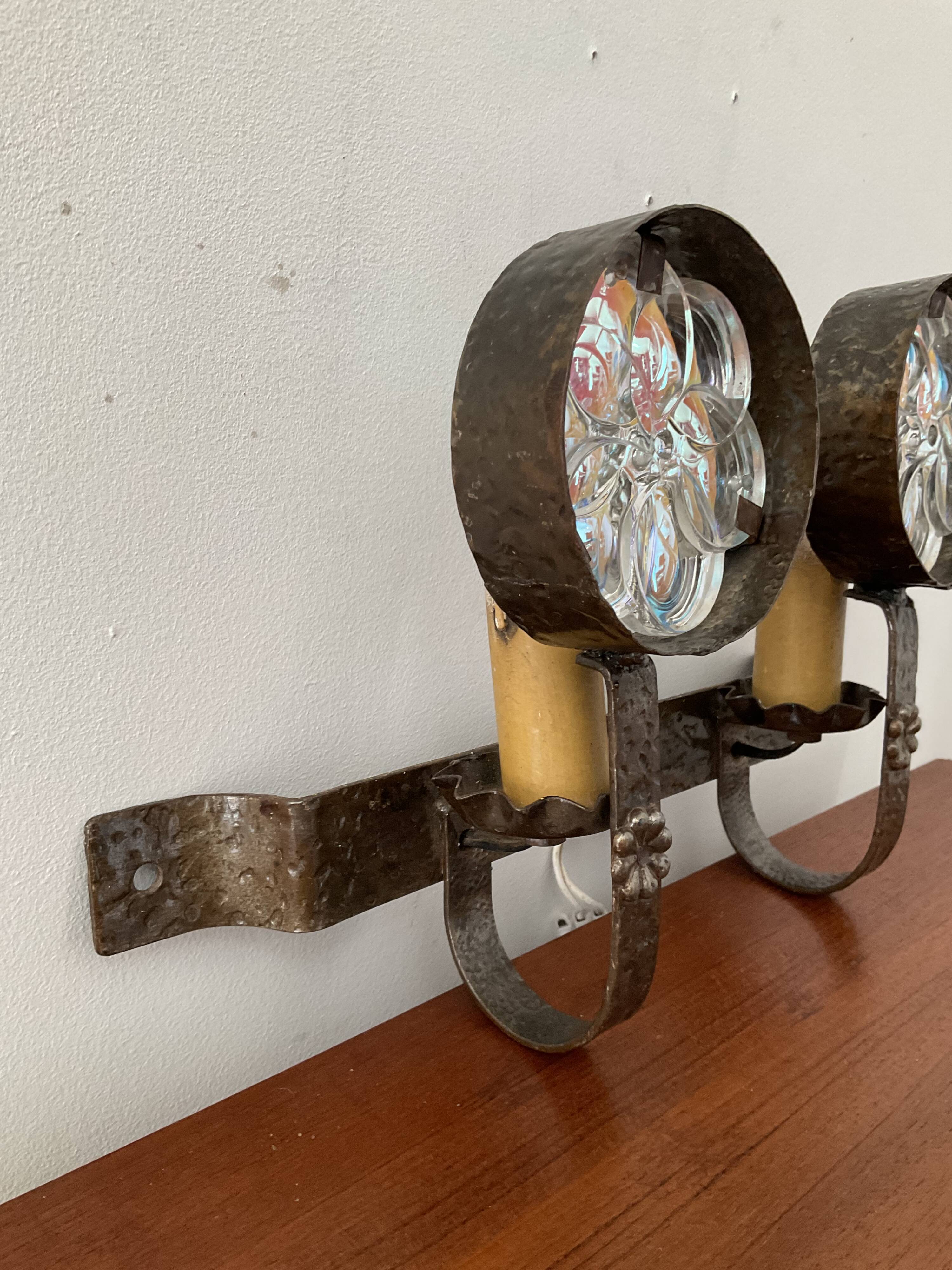 Vintage wall lamps in wrought iron and Murano glass paste from the 50s and 60s