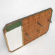 Vintage wicker coat rack with mirror and brass hooks