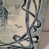 Old tile in Gien faience with Art Nouveau decoration