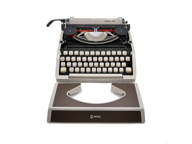 Machine à écrire Royal 200 beige et chocolat révisée ruban neuf