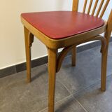 Chaise bistrot BAUMANN bois et simili cuir rouge