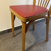 BAUMANN bistro chair in wood and red faux leather