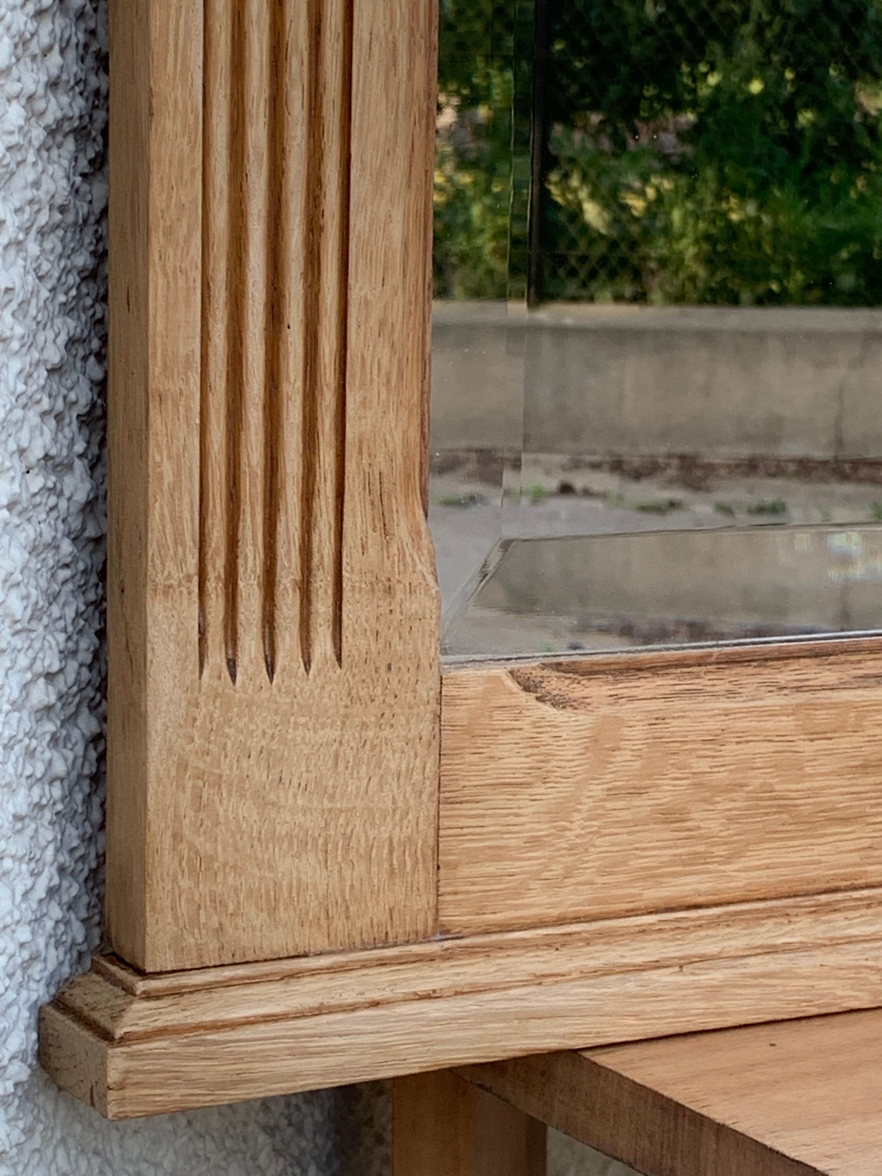 Art Deco mirror bevelled raw oak 1930