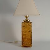 Large Amber Glass Table Lamp by Gustav Leek for Orrefors, 1960s