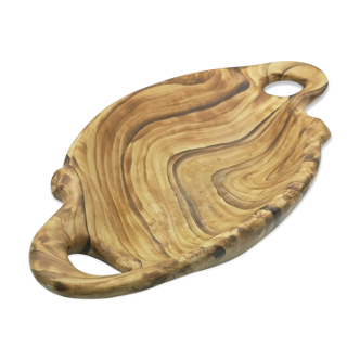 Large cut or flat Vallauris Grandjean Jourdan ceramic faux vintage wood