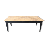 Farmhouse table in oak and poplar black patinated base and waxed wood top