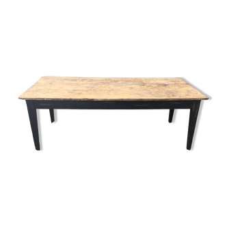Farmhouse table in oak and poplar black patinated base and waxed wood top