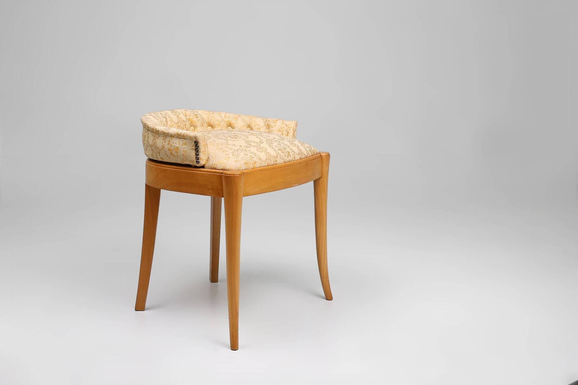 French 1940s Art Nouveau side chair in beech wood with low back