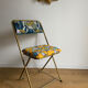 Vintage folding chair lafuma revisited yellow and blue floral fabrics