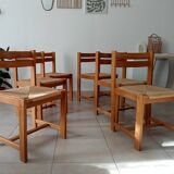 Set of 2 vintage chairs in solid elm and rush in the style of Regain/Asserbo.