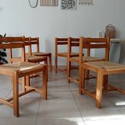 Set of 2 vintage chairs in solid elm and rush in the style of Regain/Asserbo.