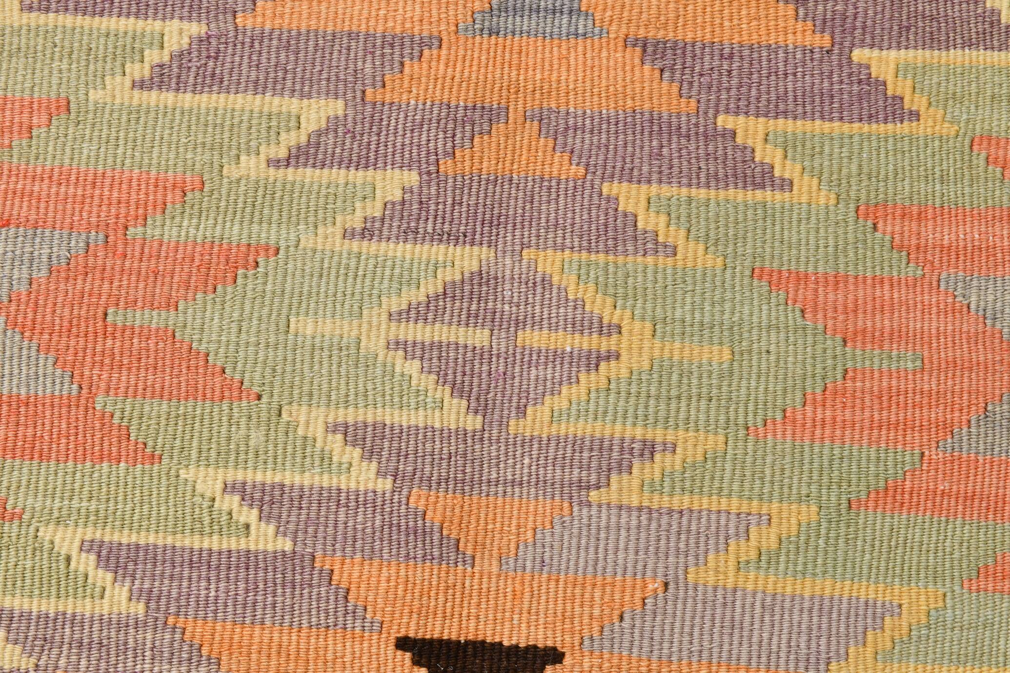 Tapis de sol tribal kilim vintage vert clair, 176x301 cm