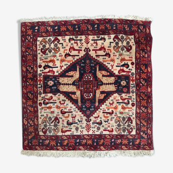 Handmade old Persian ghashghai carpet - 77x79 cm