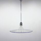 Space Age Italian Bubble Glass & Chrome Pendant Light, 1970's