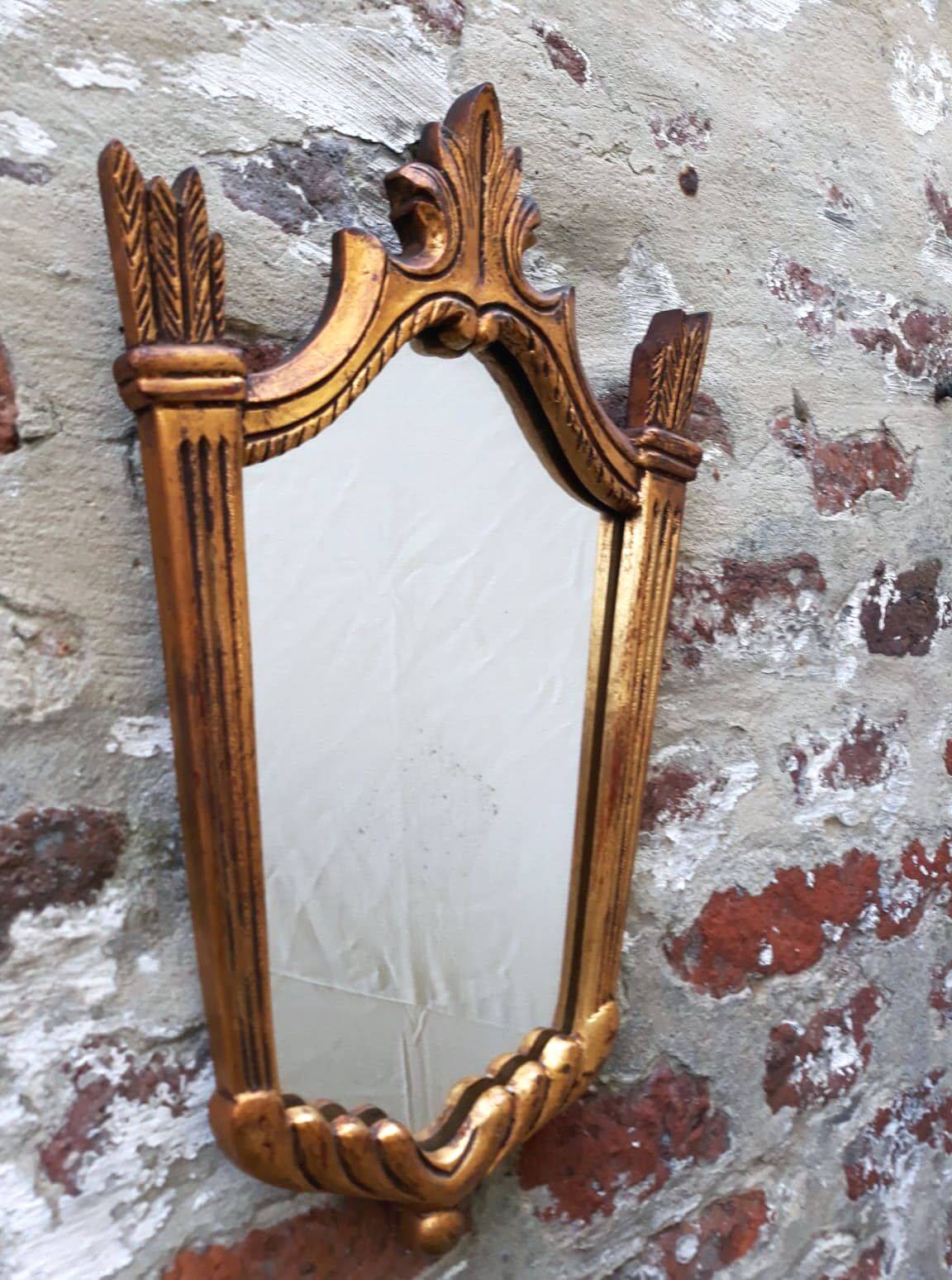 Art Deco mirror in carved wood with gilding, 1950