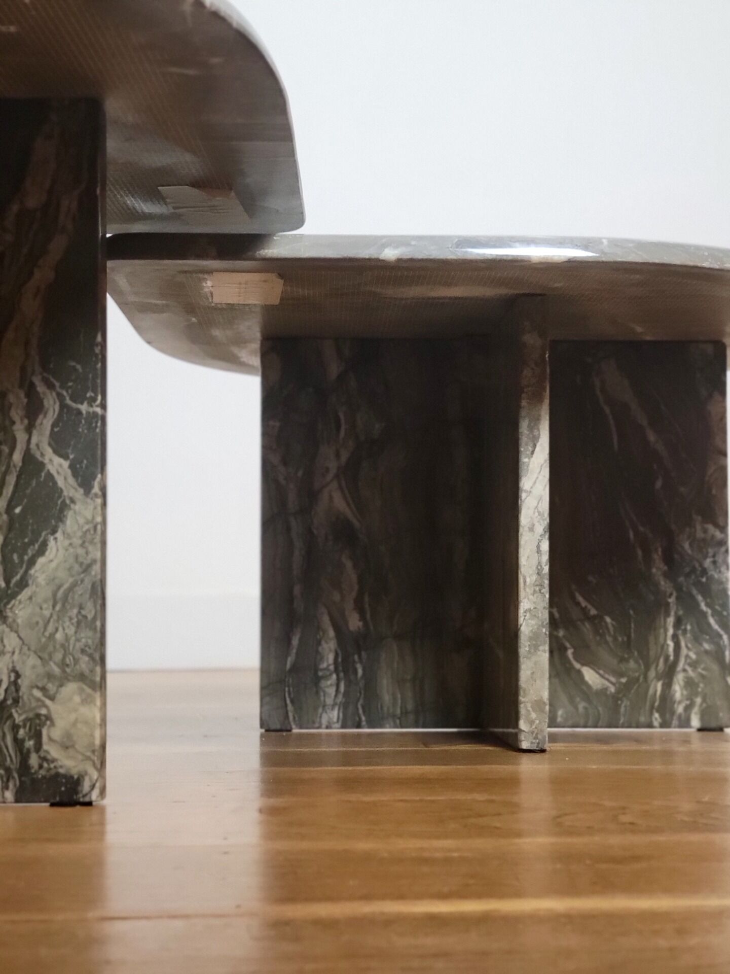 Vintage organically shaped marble side tables, Germany 1970