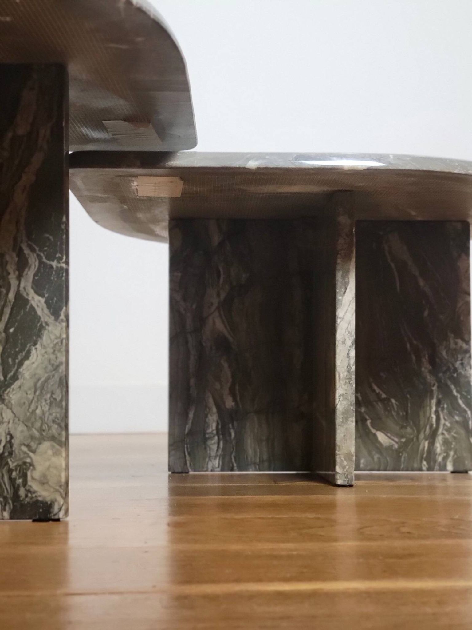 Vintage organically shaped marble side tables, Germany 1970