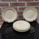 6 assiettes à desserts vintage écru liseré doré porcelaine Niderviller modèle Amiens