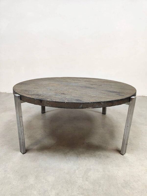 Table basse ronde en ardoise vintage