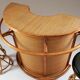 Rattan bar and stools, France 1960s, set of 3