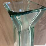 Grand Vase Colonne Obélisque Verre Épais Recyclé Art Déco Floral Design