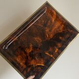 Large serving tray in lucite and brass circa 1970