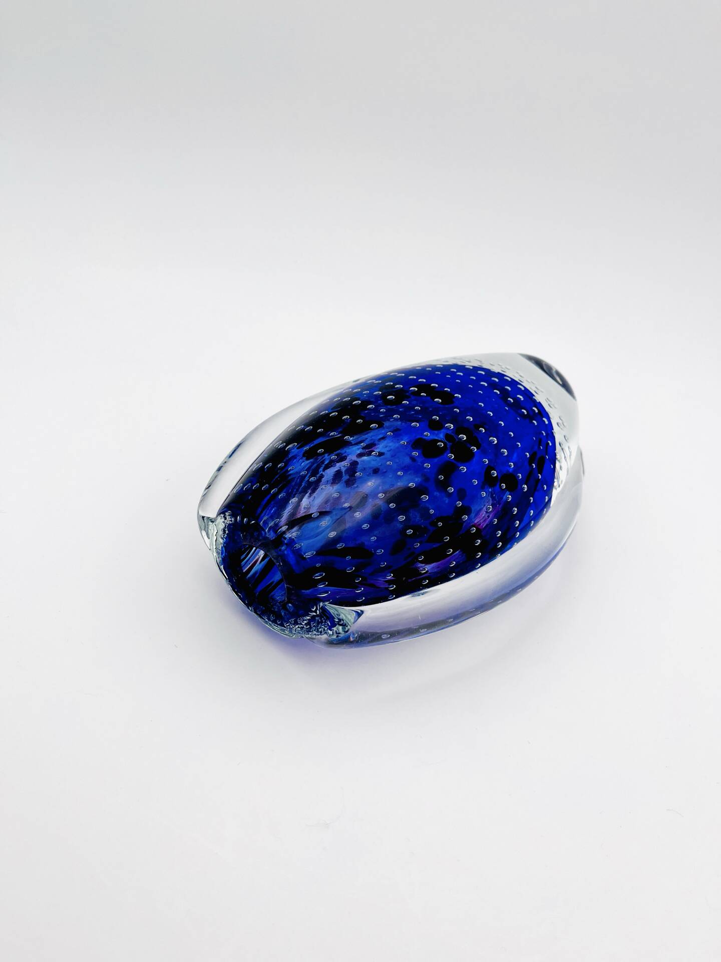 Murano Vase Sommerso Bullicante Cobalt Blue 1960s
