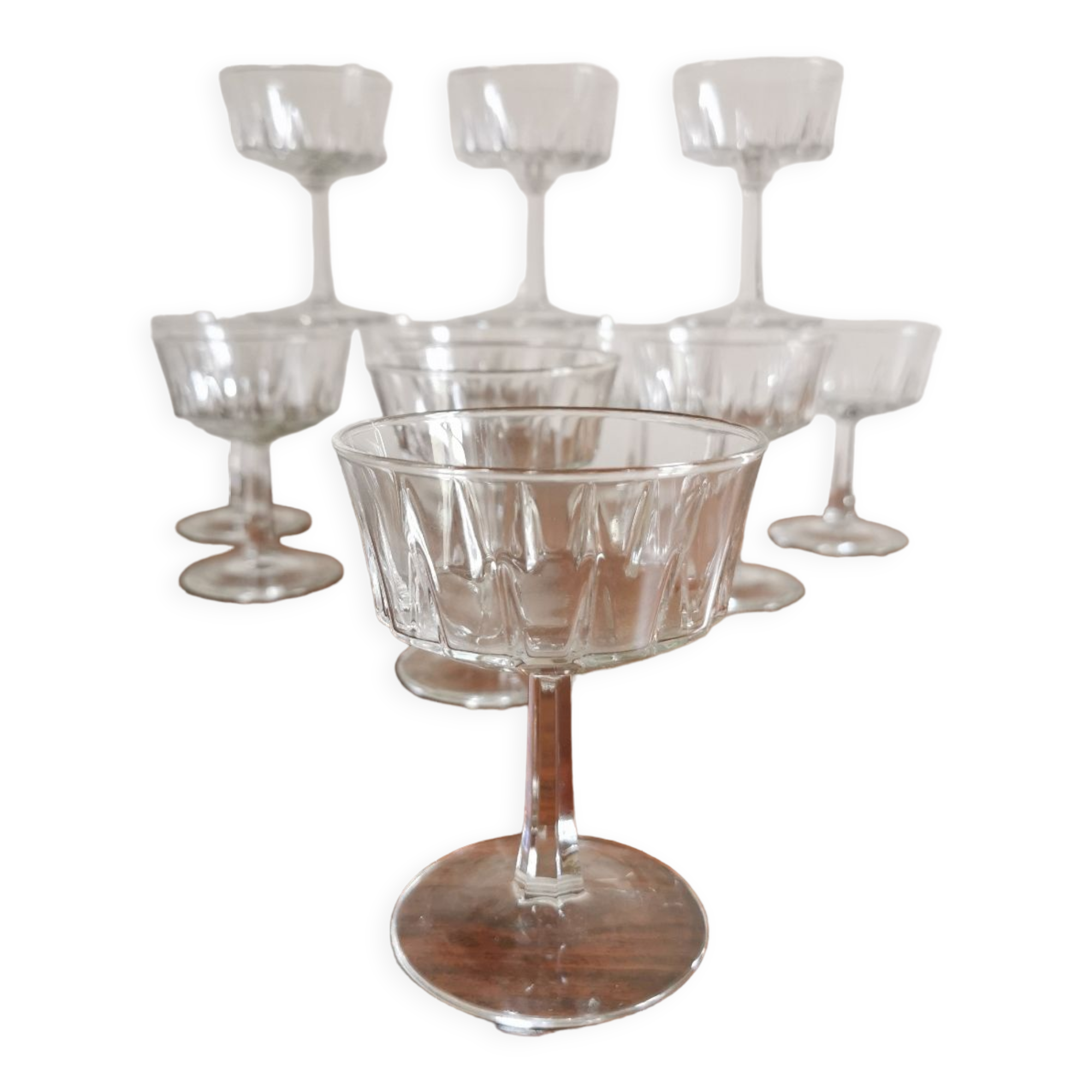 12 vintage champagne glasses
