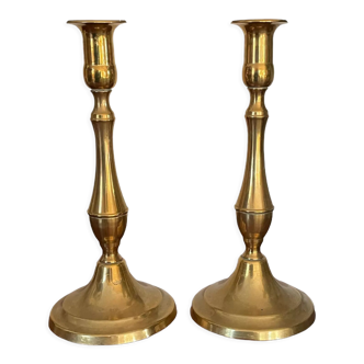 Pair of brass candle holders