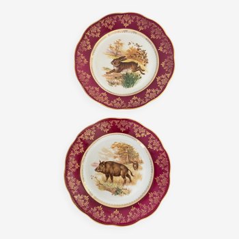 Paire d'assiettes en porcelaine de Mehun