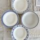 4 mismatched vintage deep plates blue and white porcelain set P