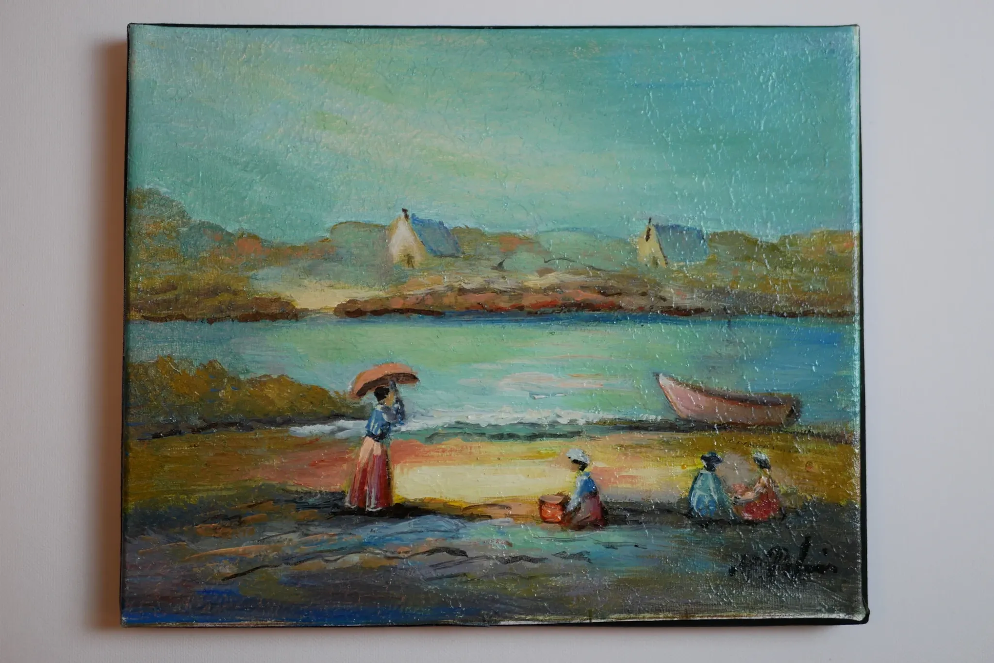 Michel Pabois - By the Sea - Oil on canvas signed.