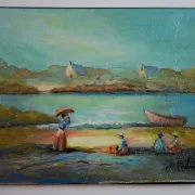 Michel Pabois - By the Sea - Oil on canvas signed.
