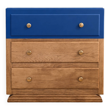 Antique oak commode – Blue Nila & brass