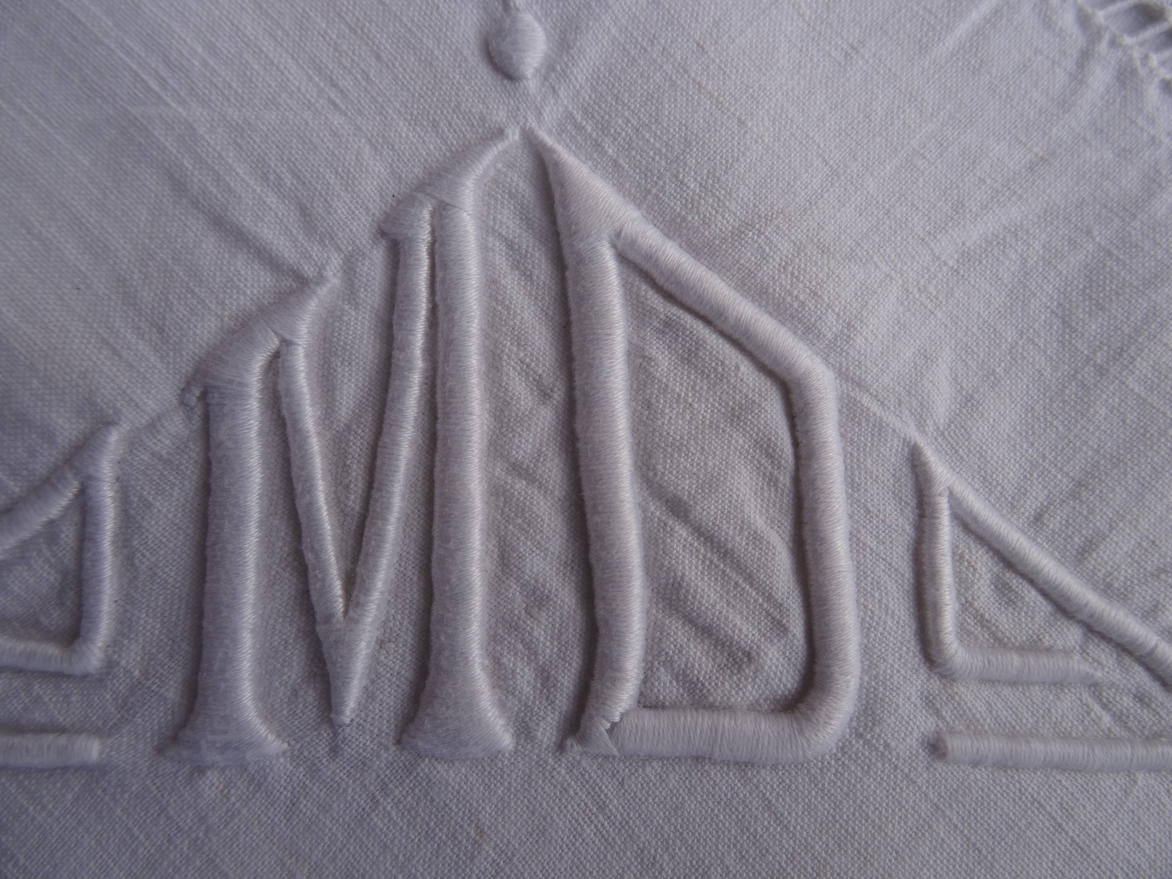 Nice pair of Art Deco MD Monogrammed pillowcases