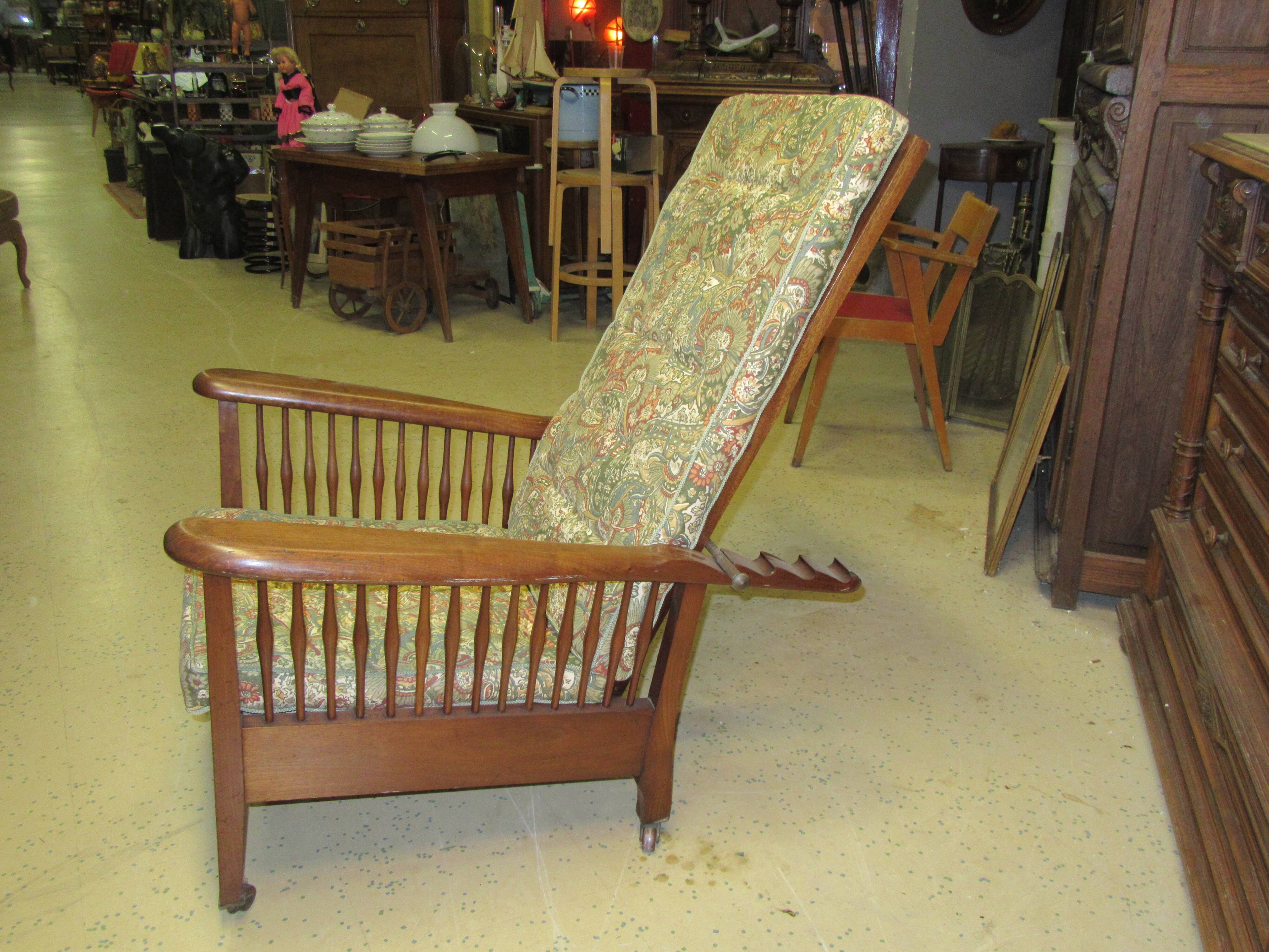 Fauteuil à mécanisme en acajou dit fauteuil morris