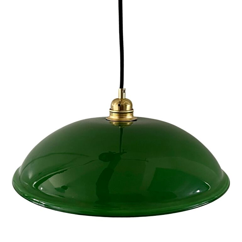Vintage pendant lamp in electrified green opaline to nine