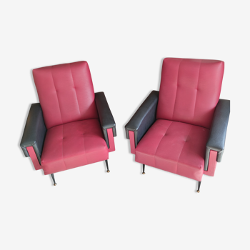 Pair of vintage armchairs '60 skaï