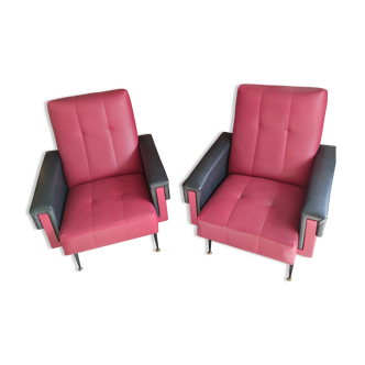 Pair of vintage armchairs '60 skaï