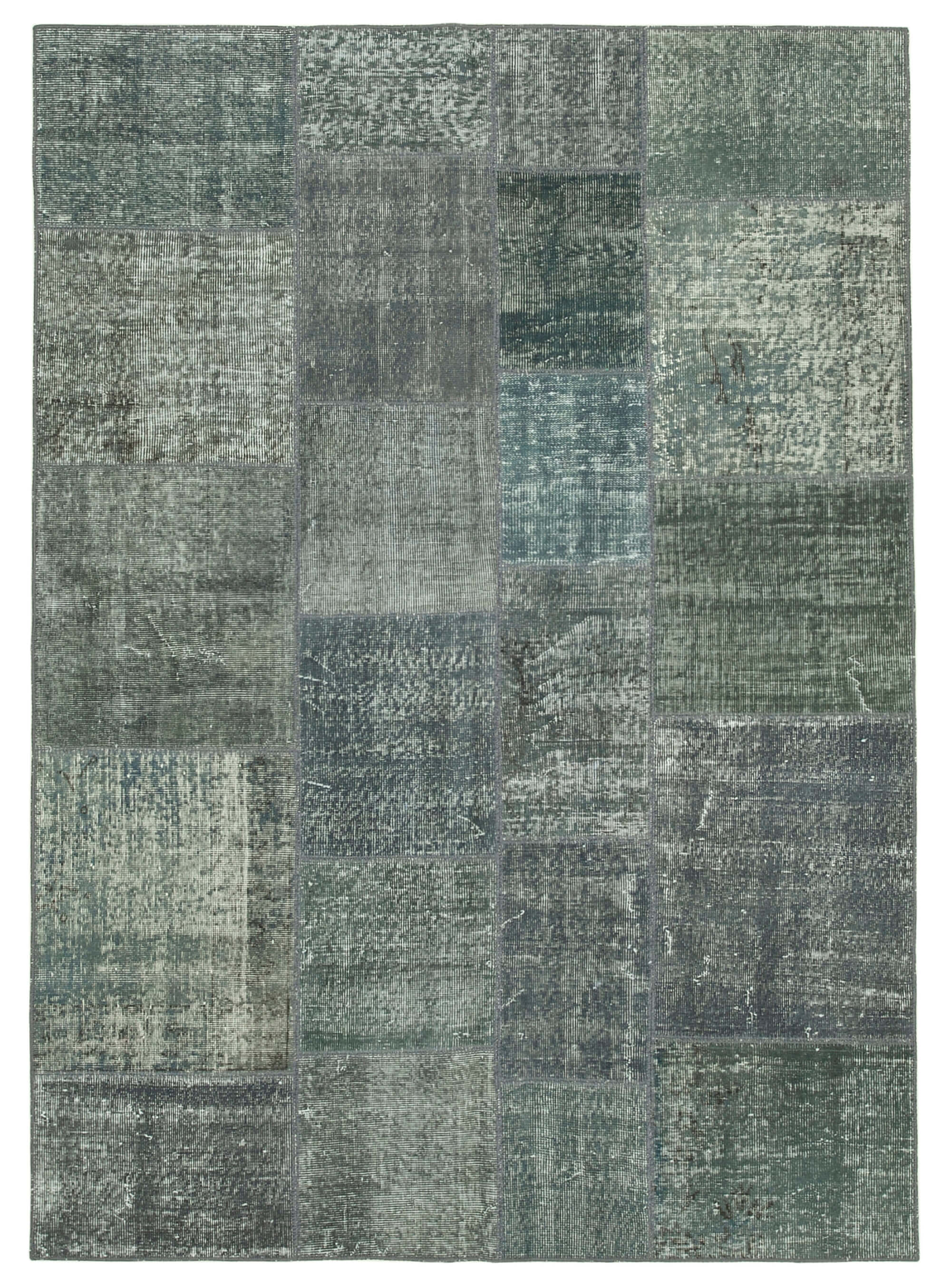 Hand-knotted oriental vintage 172 cm x 240 cm grey patchwork carpet
