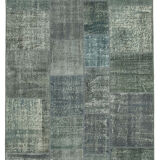 Hand-knotted oriental vintage 172 cm x 240 cm grey patchwork carpet