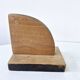 Old wooden bookends with pyrography flower decoration signed 1940s Art Deco