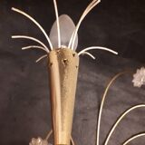 Pair sconces metal dore décor stars Lunel vintage 1950