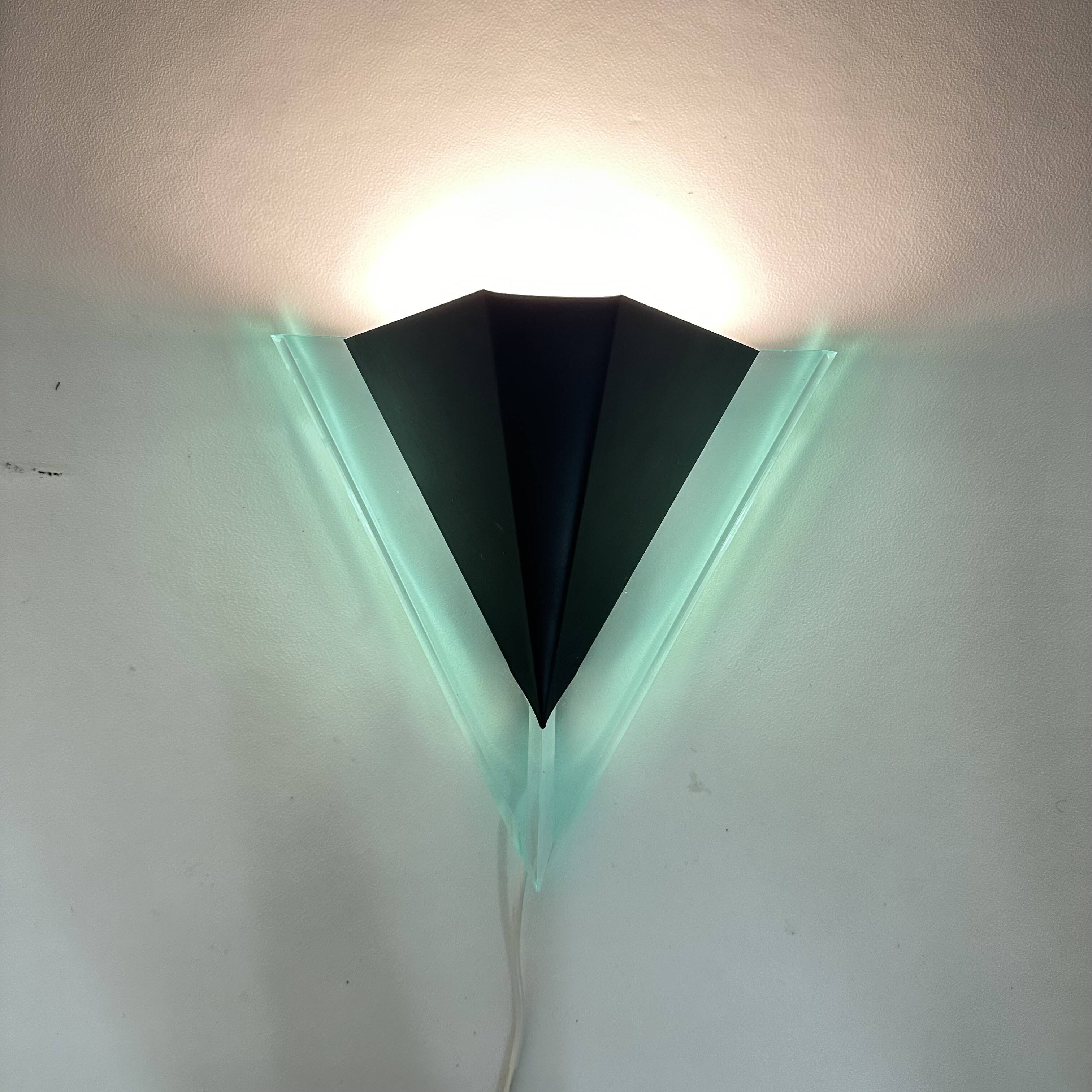 Massive Belgium post modern wall lamp , 1980s