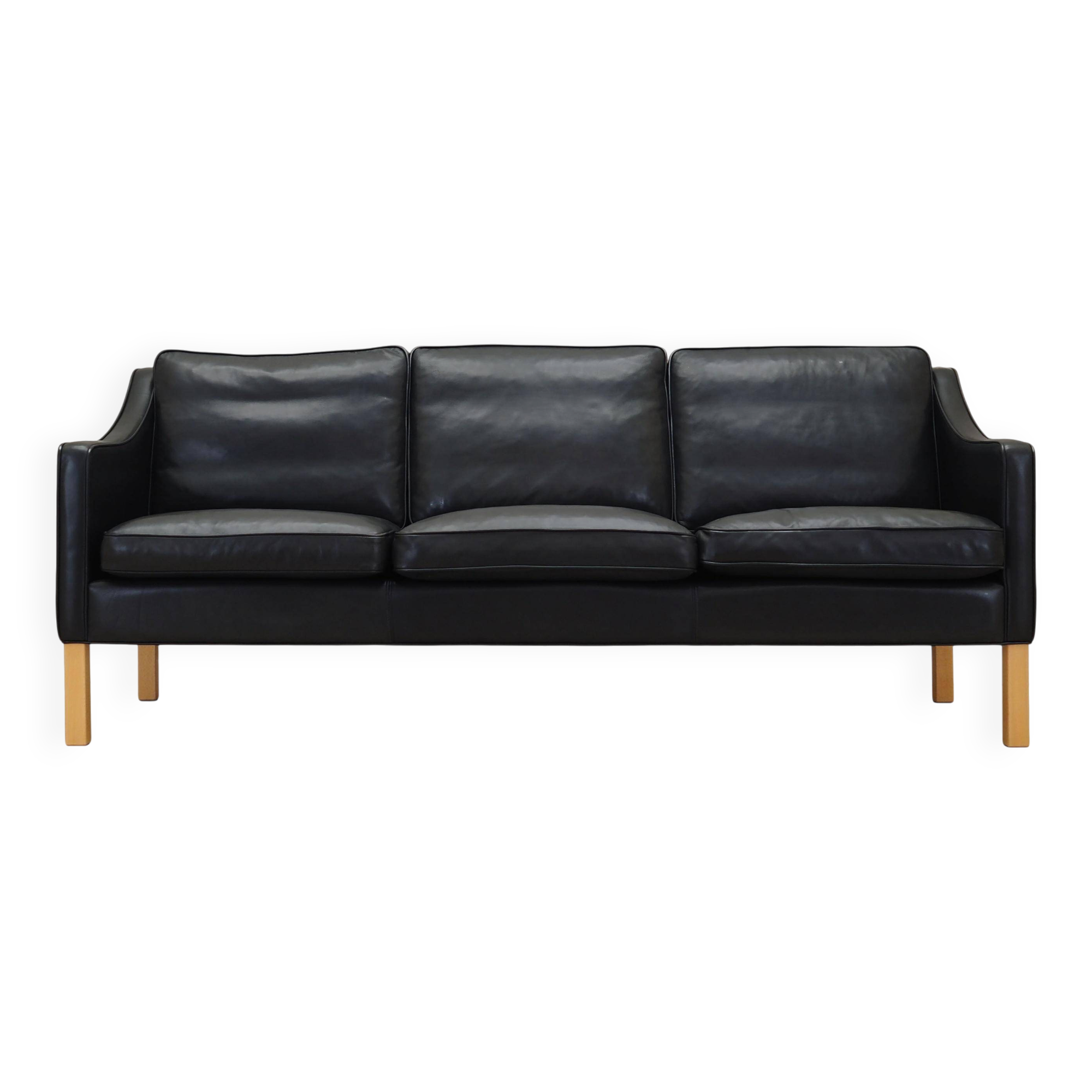 Black leather sofa, Danish design, 1970s, manufacture: Hurup Møbelfabrik
