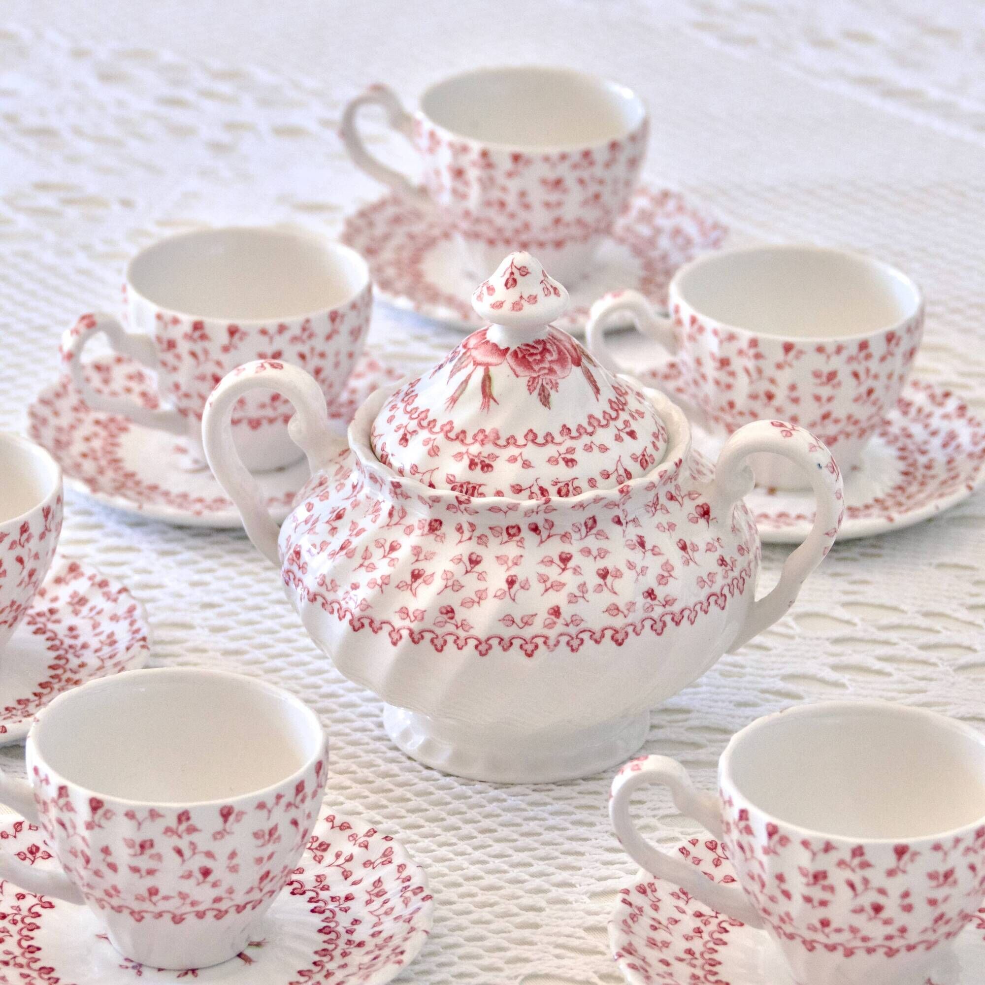 Johnson & Bros "Rose Bouquet" Antique Porcelain Coffee Set